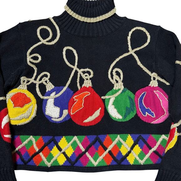 Lisa Nichols Vintage Christmas Ornament Turtleneck Sweater - Picture 2 of 8